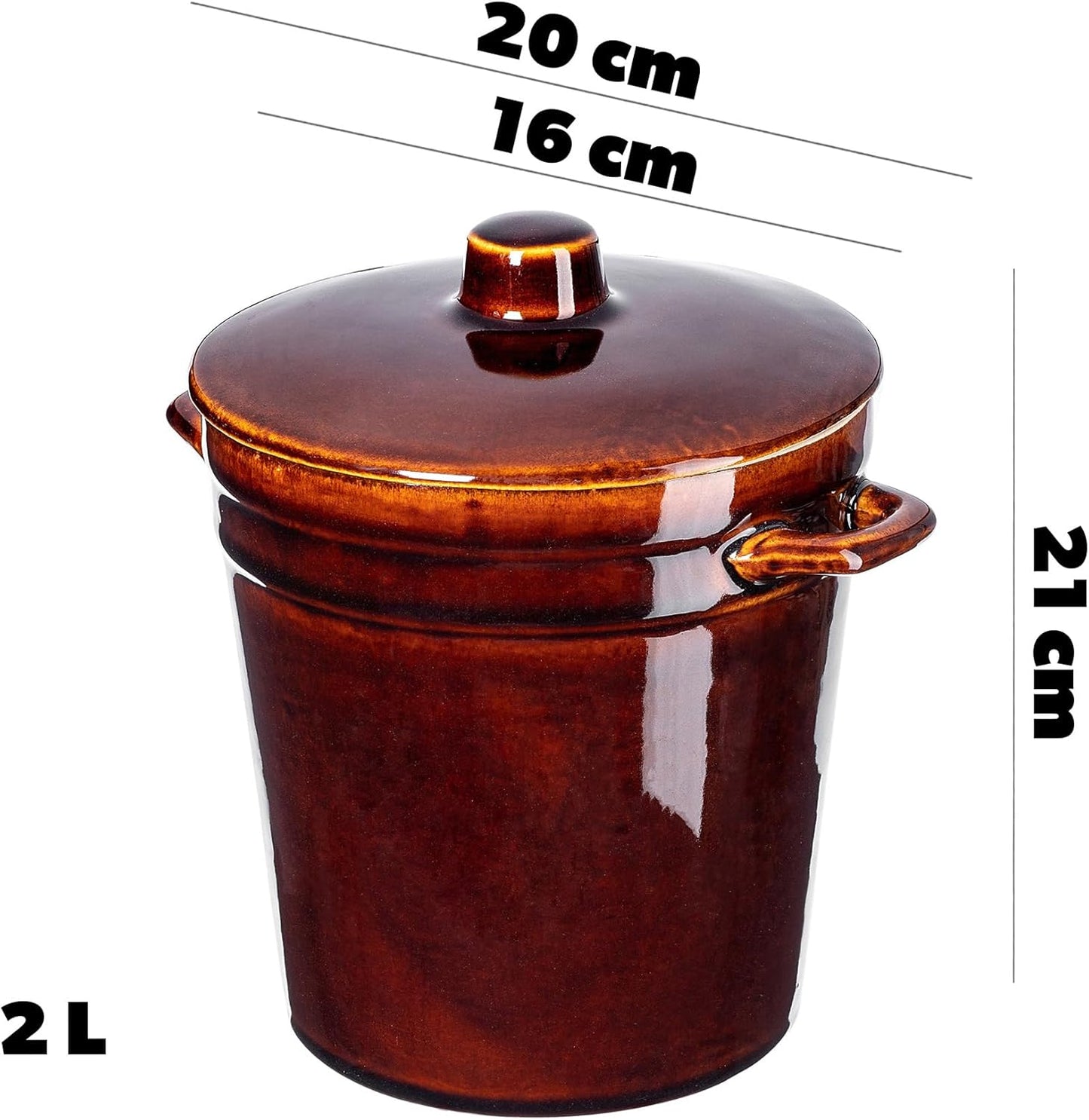 Gärtopf mit Deckel, 2l Hoch