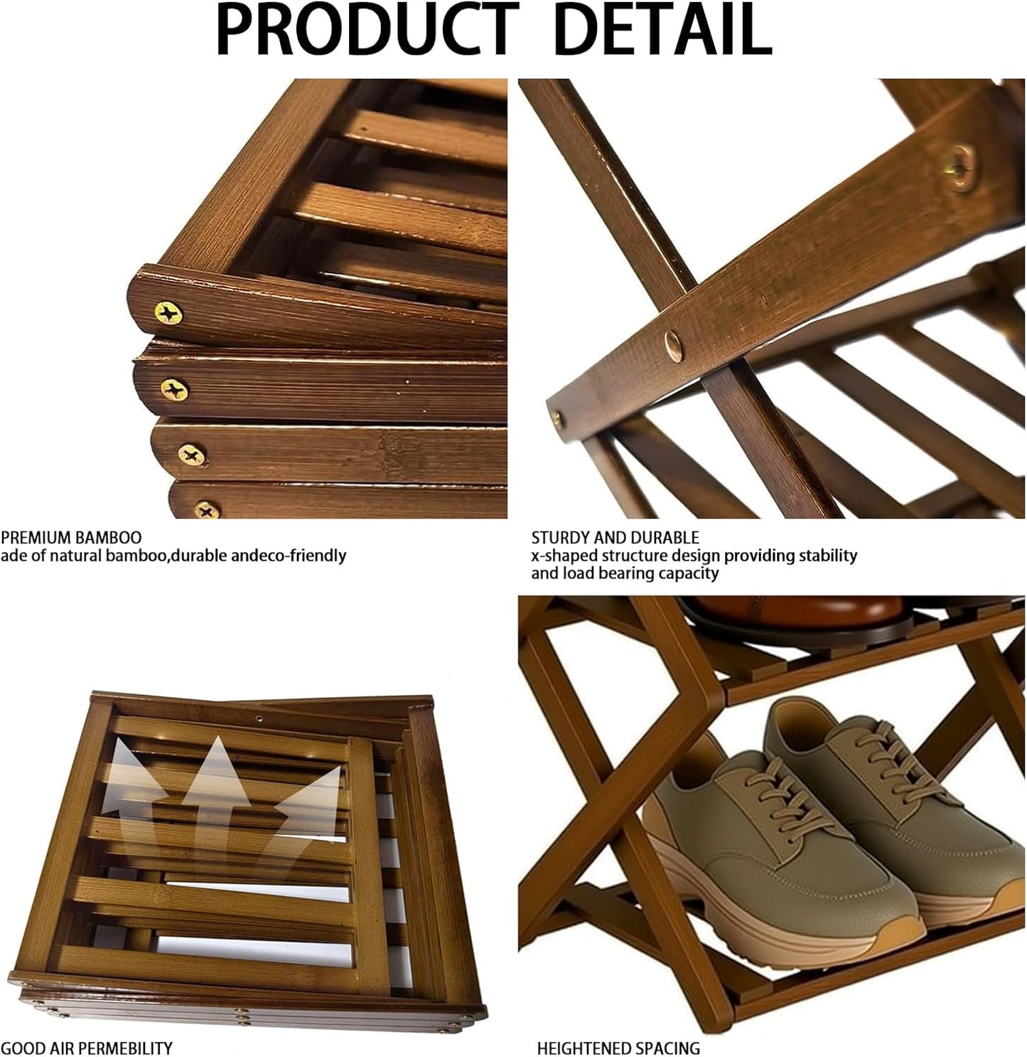 Faltbares Bambus-Schuhregal