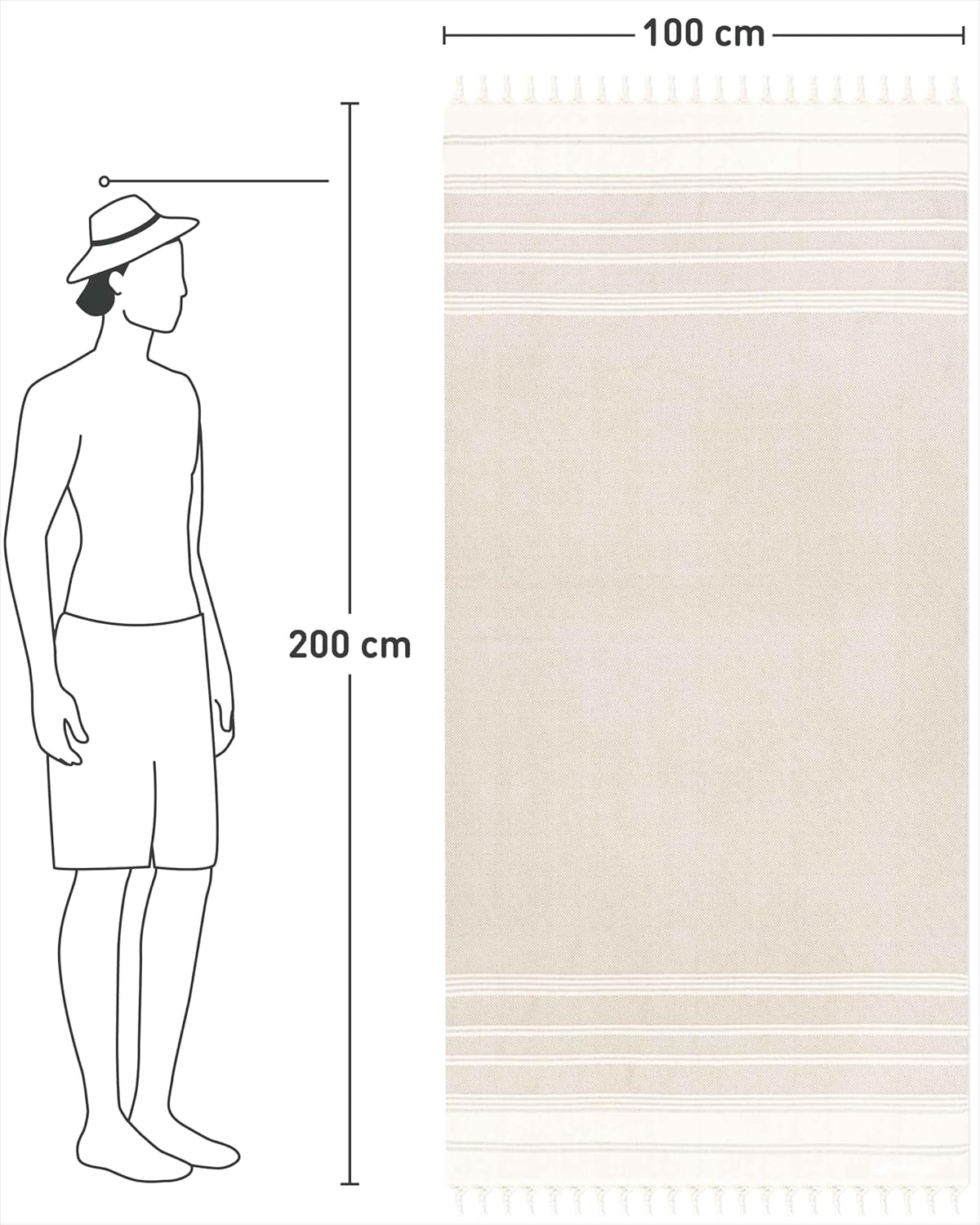 Hamamtuch aus Baumwolle (100x200cm), 25 Sand - Diamond 100x200cm