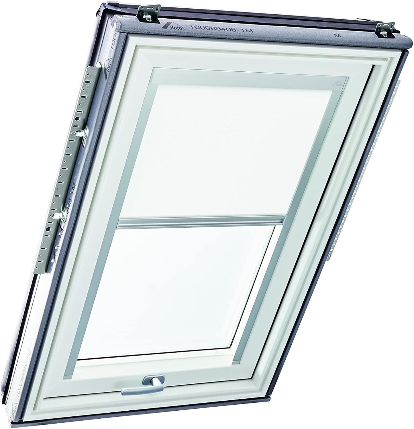 Tageslichtrollo für Roto Dachfenster Designo R6/R8/i8, Weiss ; Führungsschiene Silber ; B35 x H98 cm