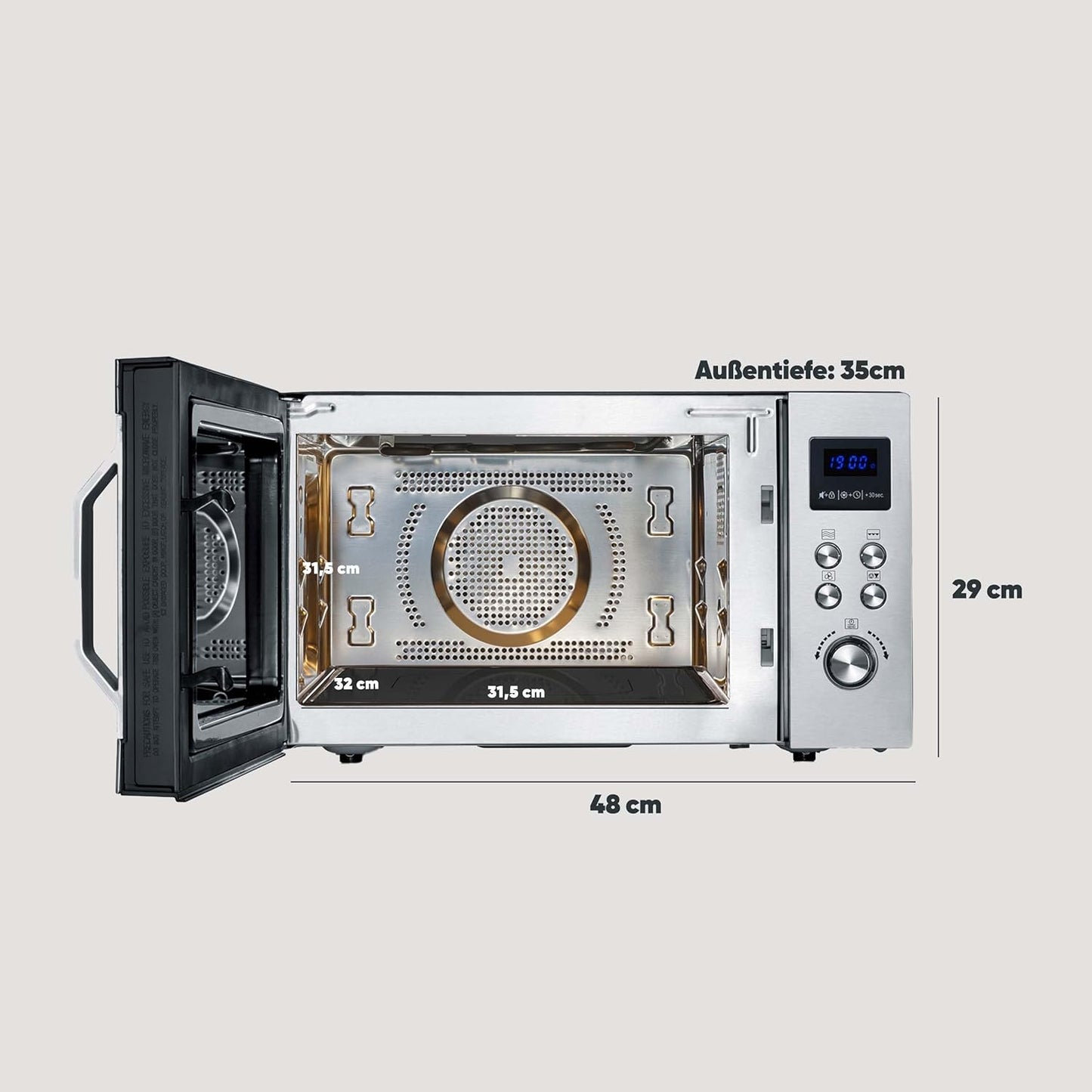 Mikrowelle MW 7777, Glasboden Grill und Heissluftfunktion 25l