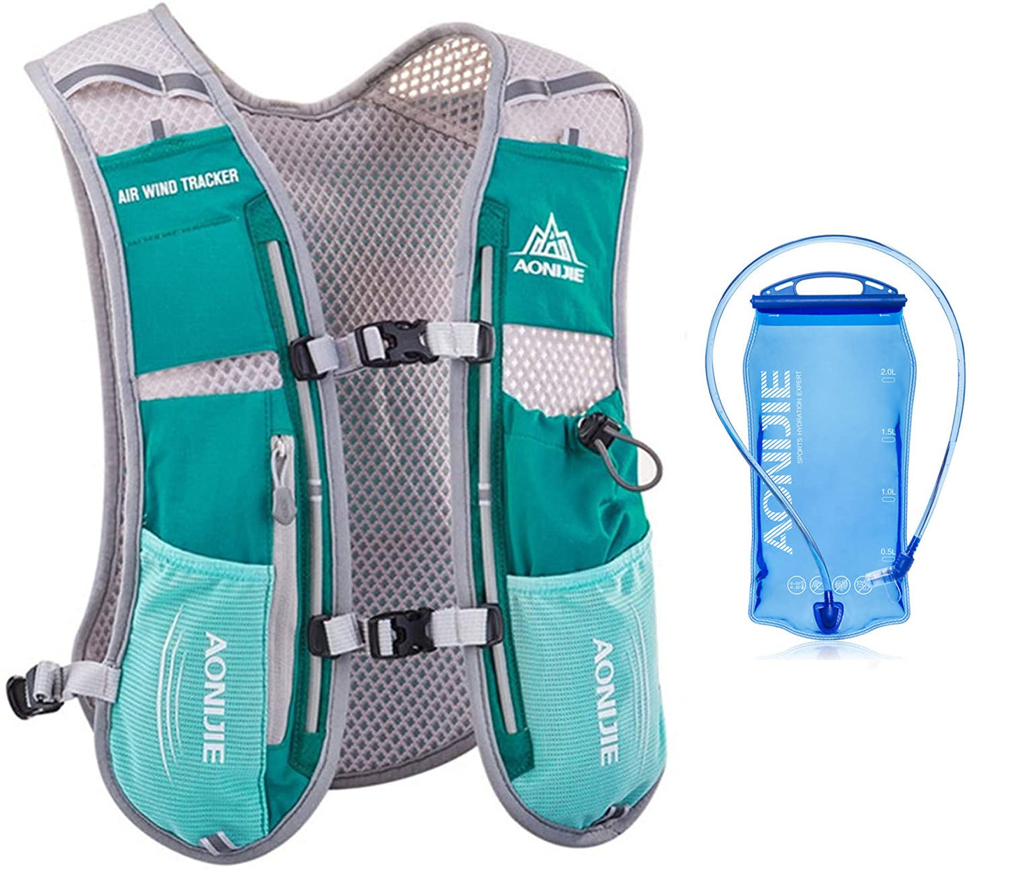 Ultraleicht Trinkrucksack mit Trinkblase, Hellblau mit 1.5L Waterblase