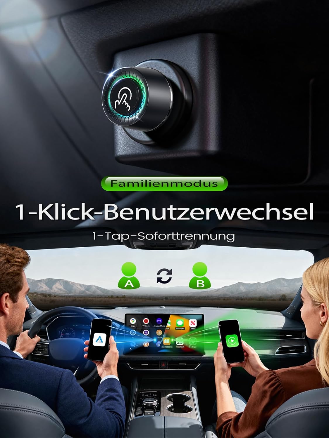 CarPlay & Android Auto Wireless Adapter, Graphit