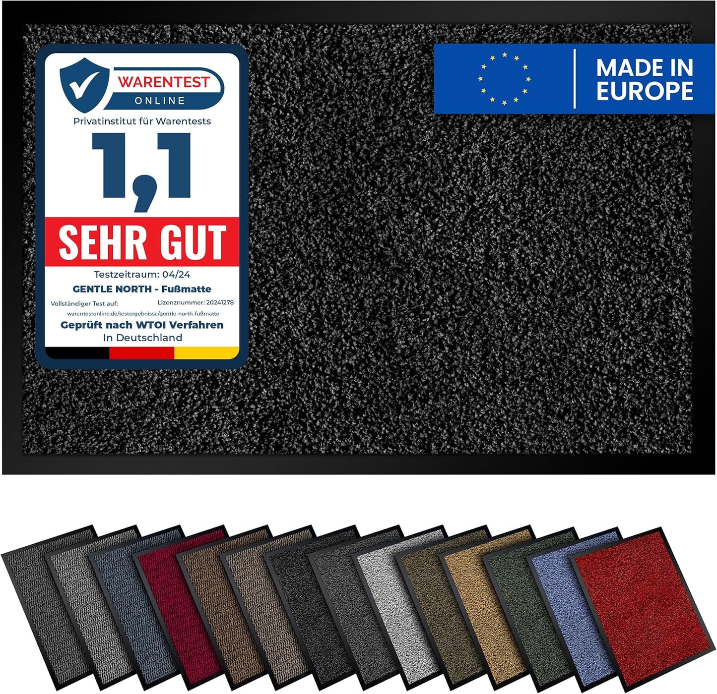Rutschfeste Schmutzfangmatte, 70x120 cm, 70x120 Schwarz