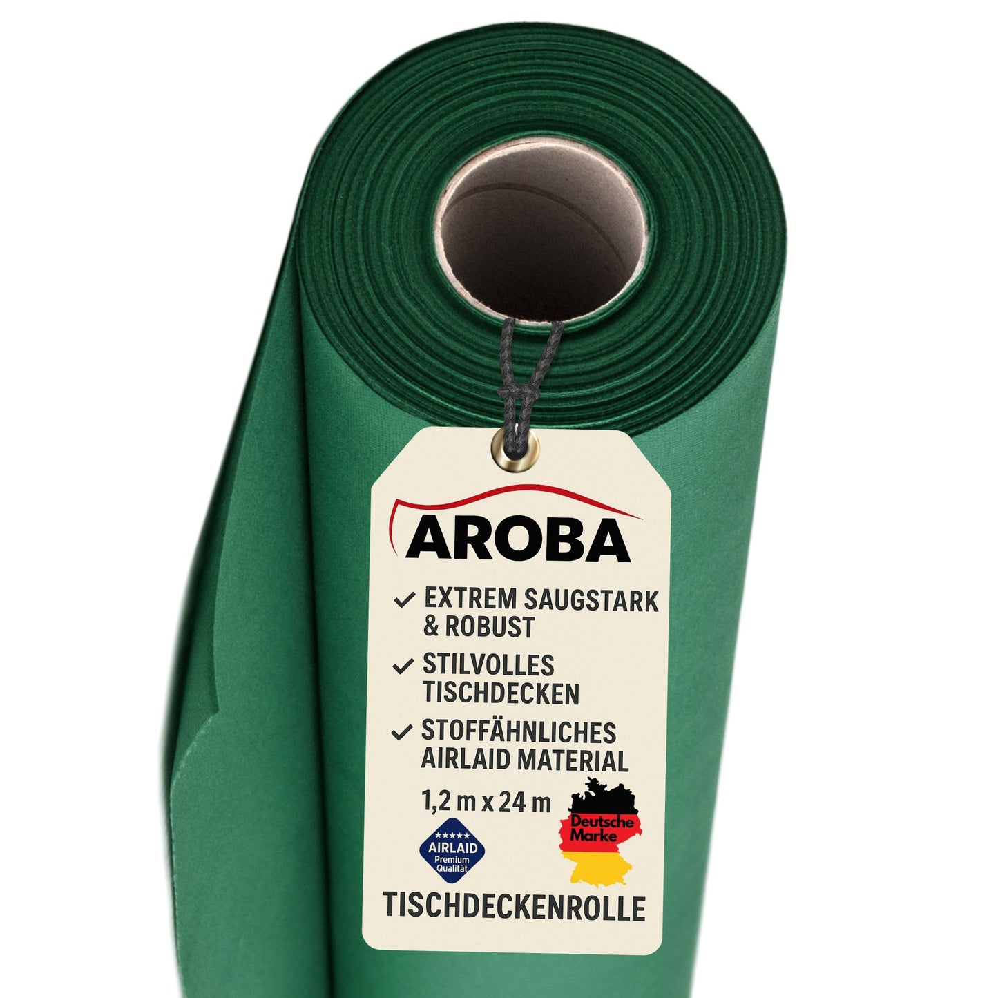 Airlaid Tischdeckenrolle, 2400 x 120 cm (Rechteckig) Grün