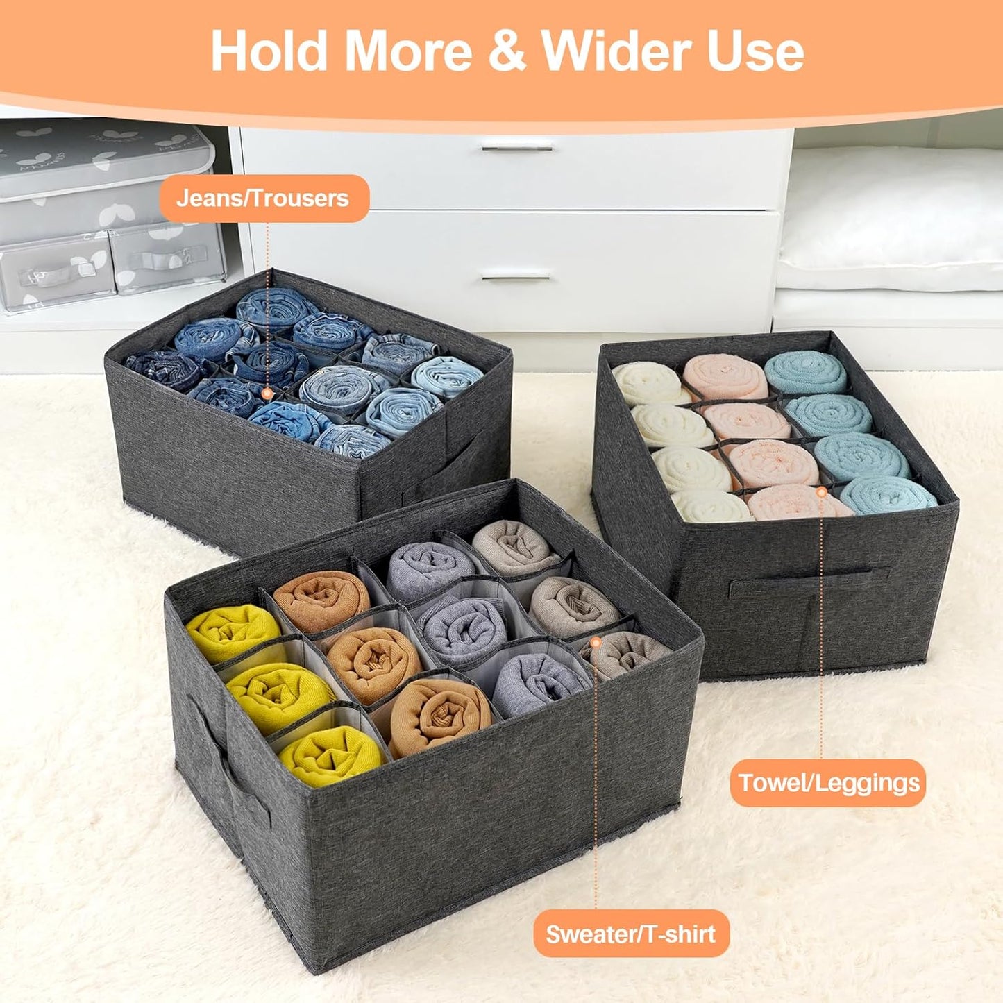 2er-Set Kleiderschrank-Organizer, 2 Stück Grau