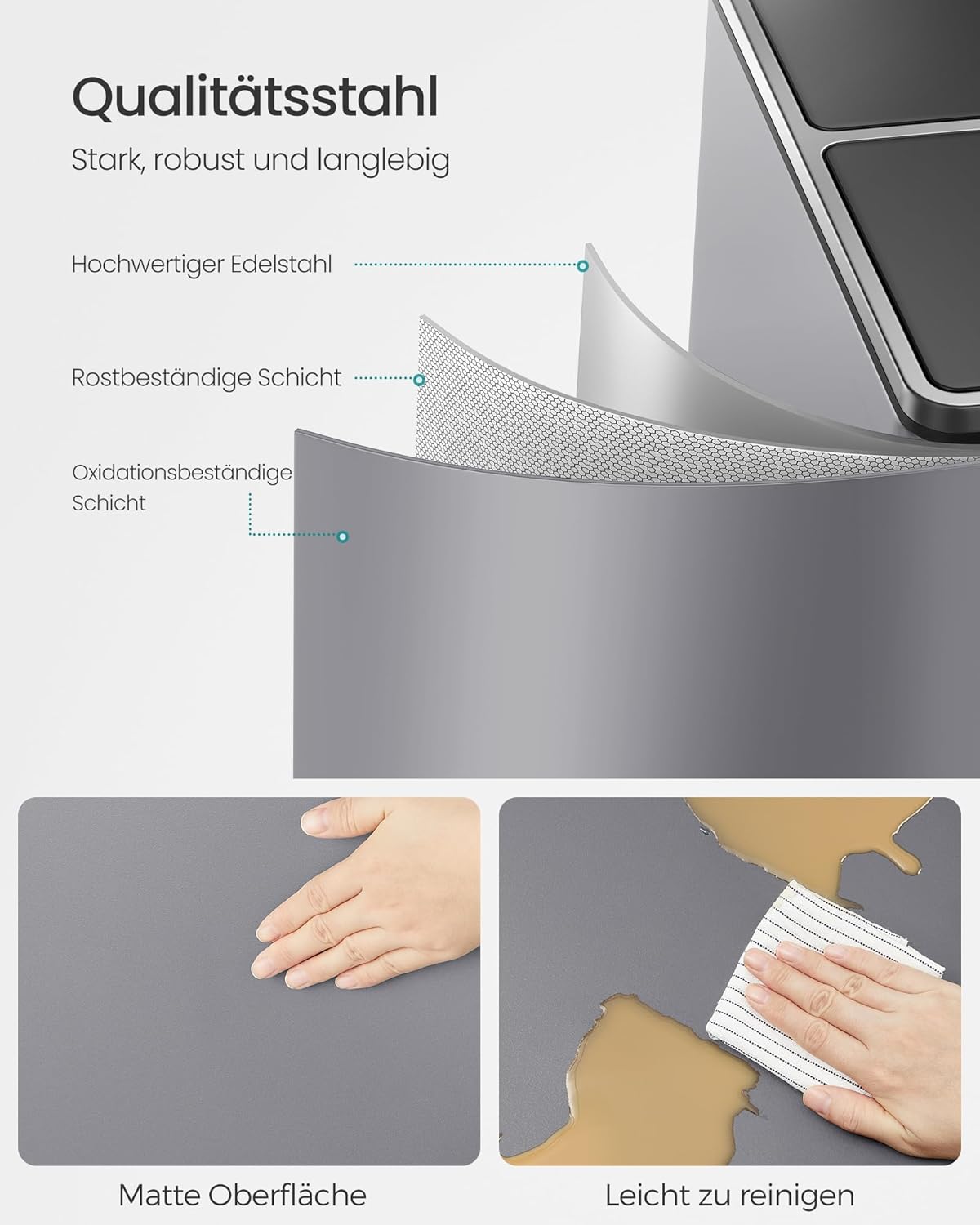 Mülltrennsystem Treteimer LTB060G01, 2 x 30 L, mit Softclose, schiefergrau, 2 x 30 L