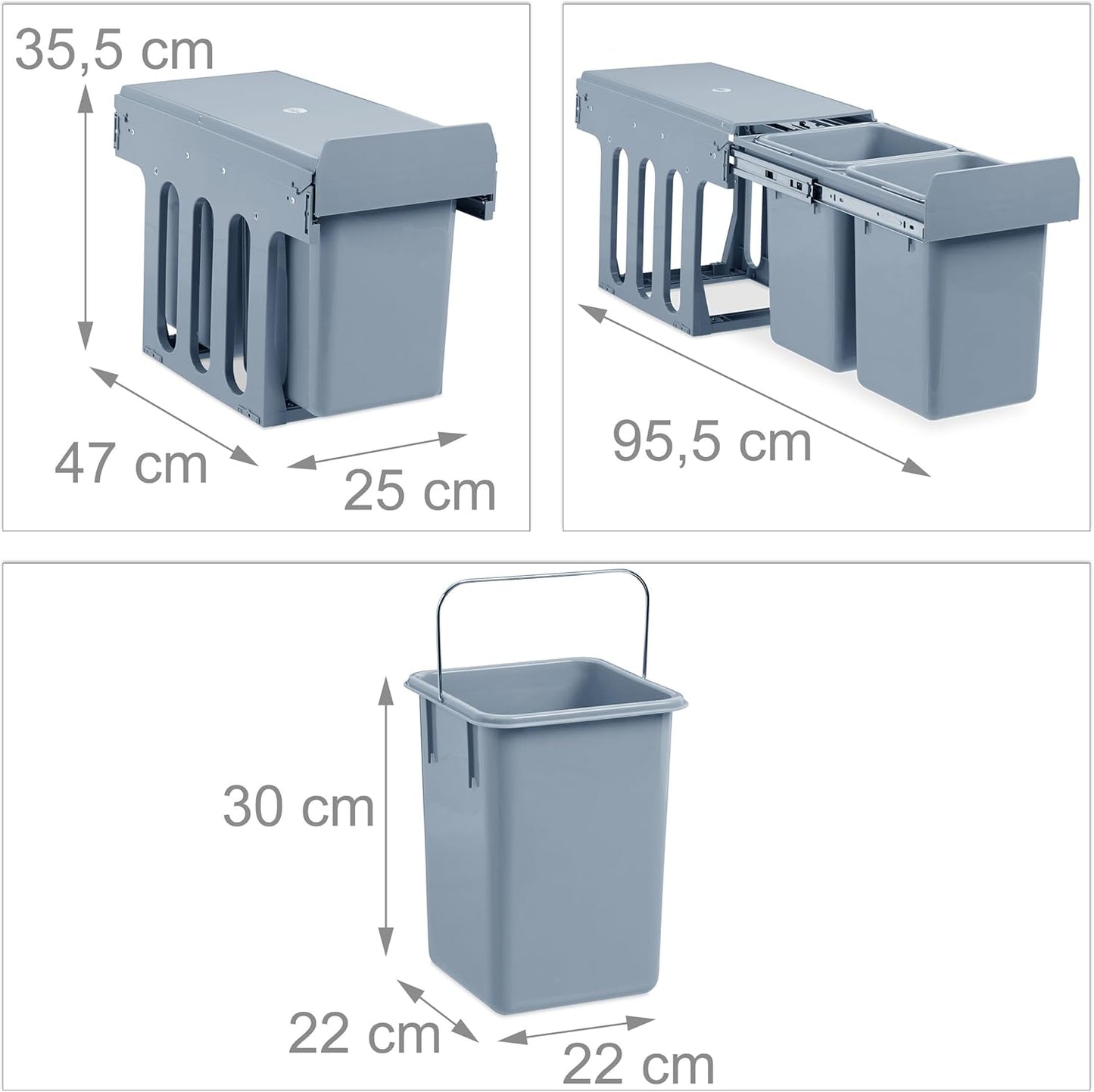 Einbaumülleimer Duo, 2x 8 l
