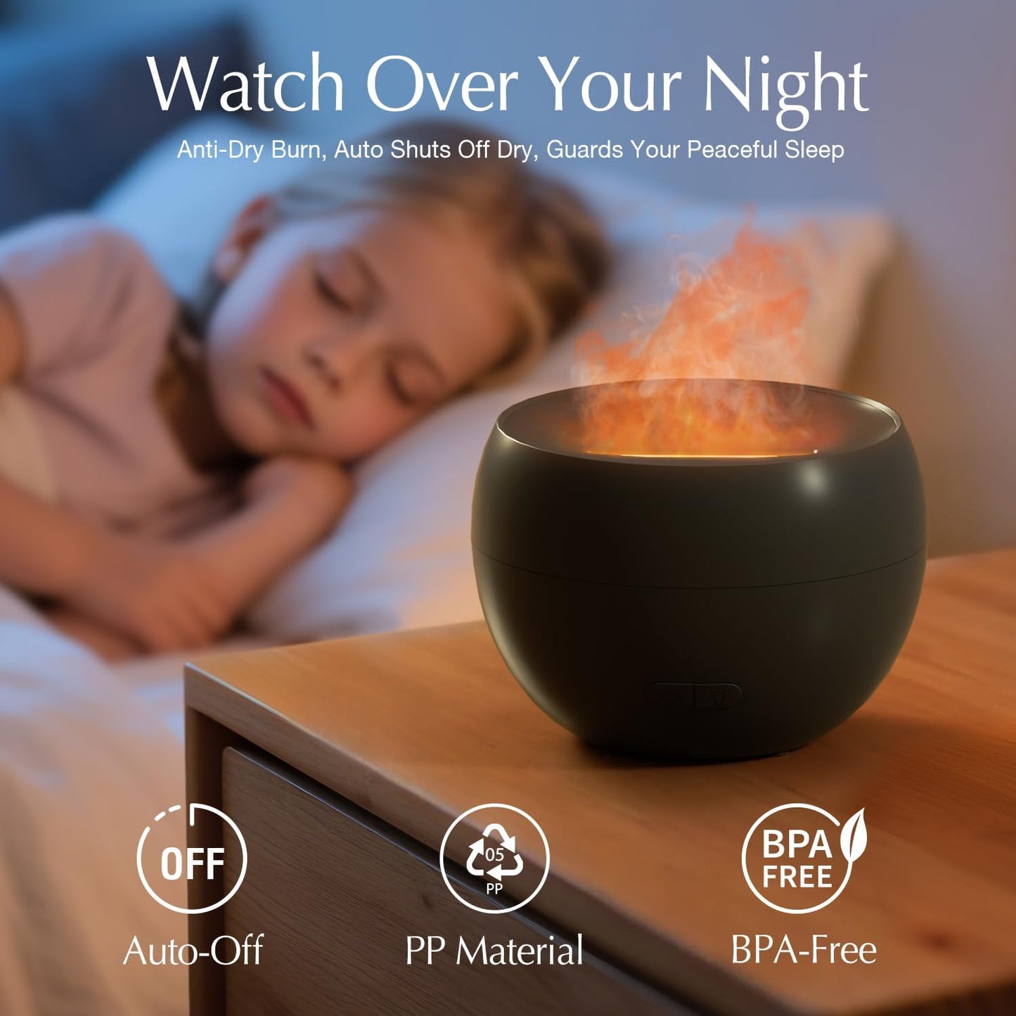 Aroma Diffuser mit Flammeneffekt, Schwarz