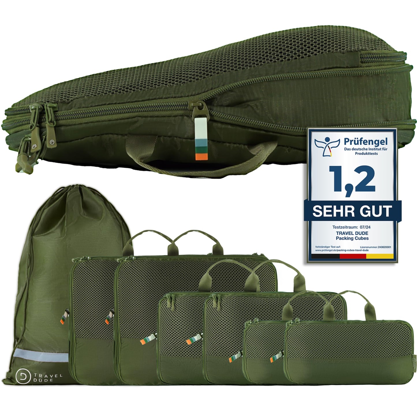7-teiliges Packwürfel-Set, 7-teiliges Set Wald Grün