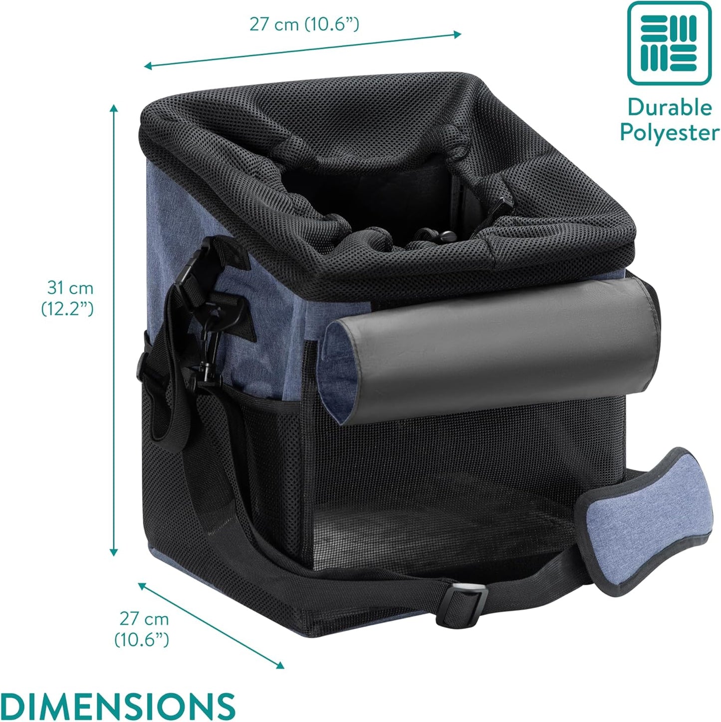 Velokorb und Tragetasche für Hunde und Katzen bis 11,5 kg, Blau