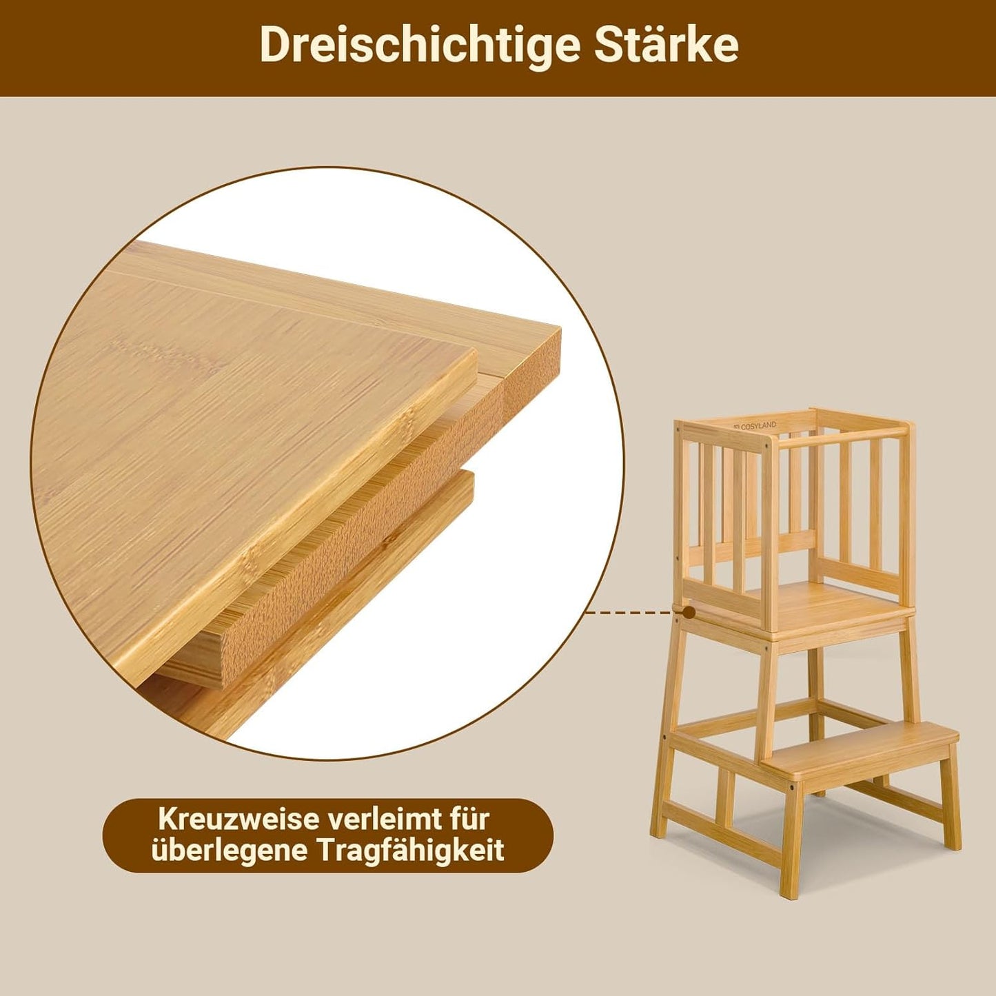 Lernturm mit Sicherheitsgeländer, Naturfarbe