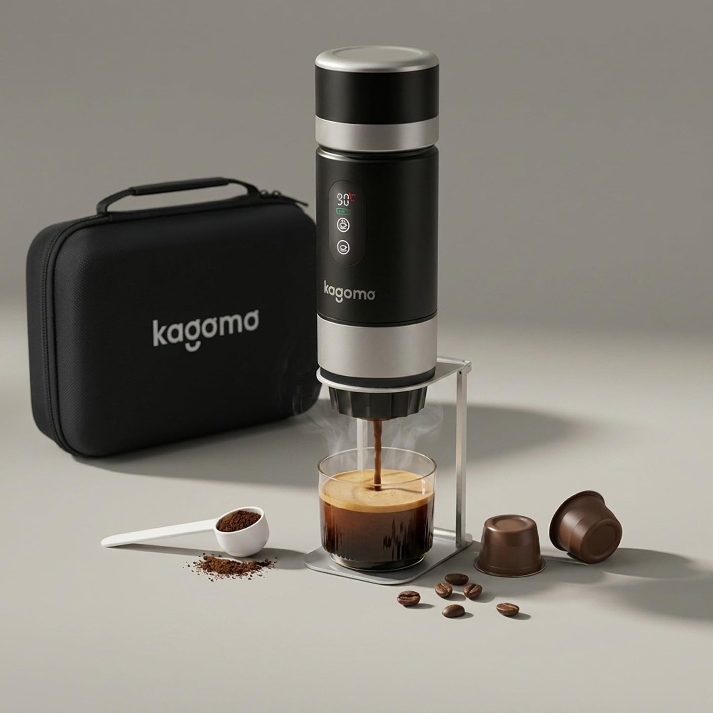 Tragbare Espressomaschine mit Akku und USB-C, Schwarz