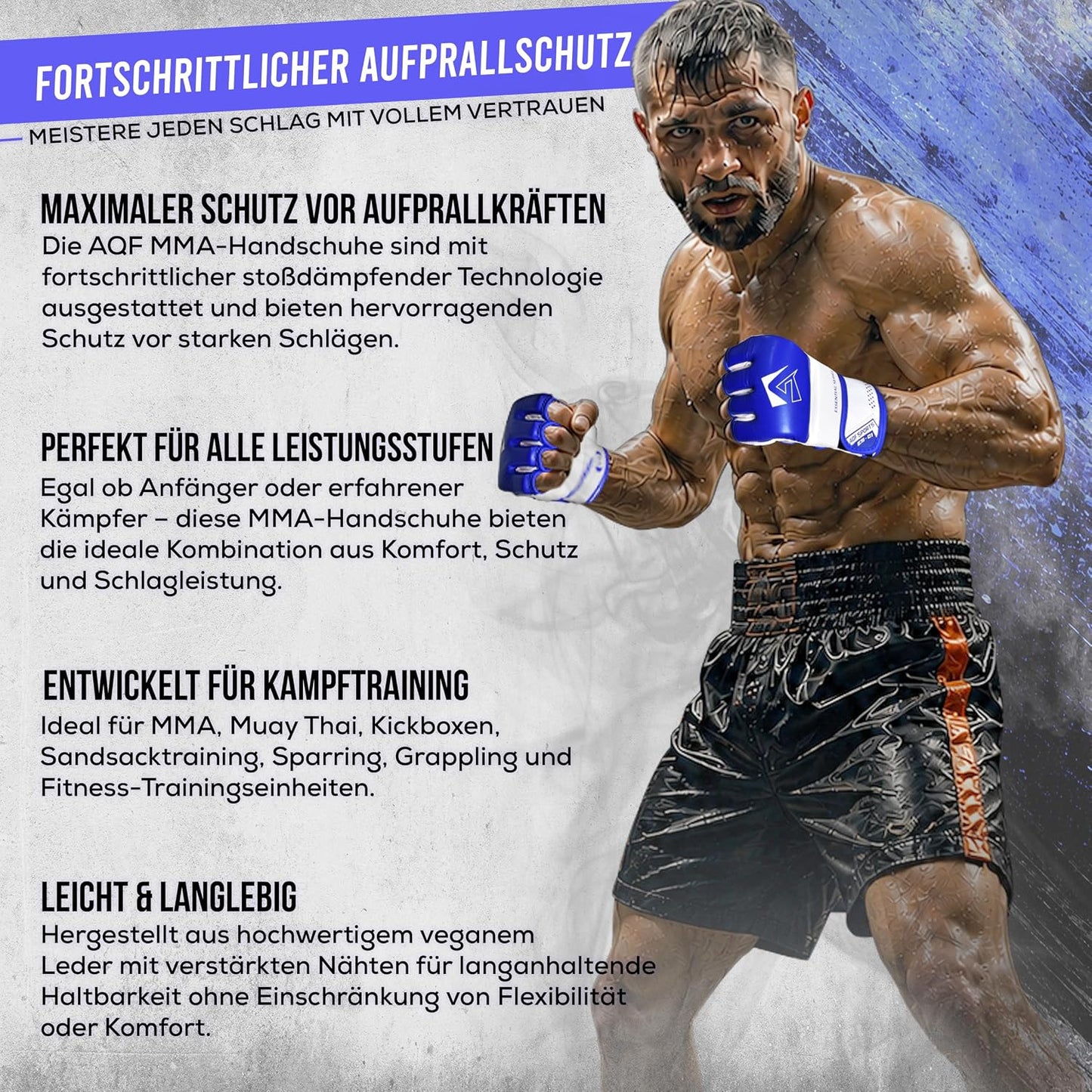 MMA Handschuhe für Training und Sparring, Blau M