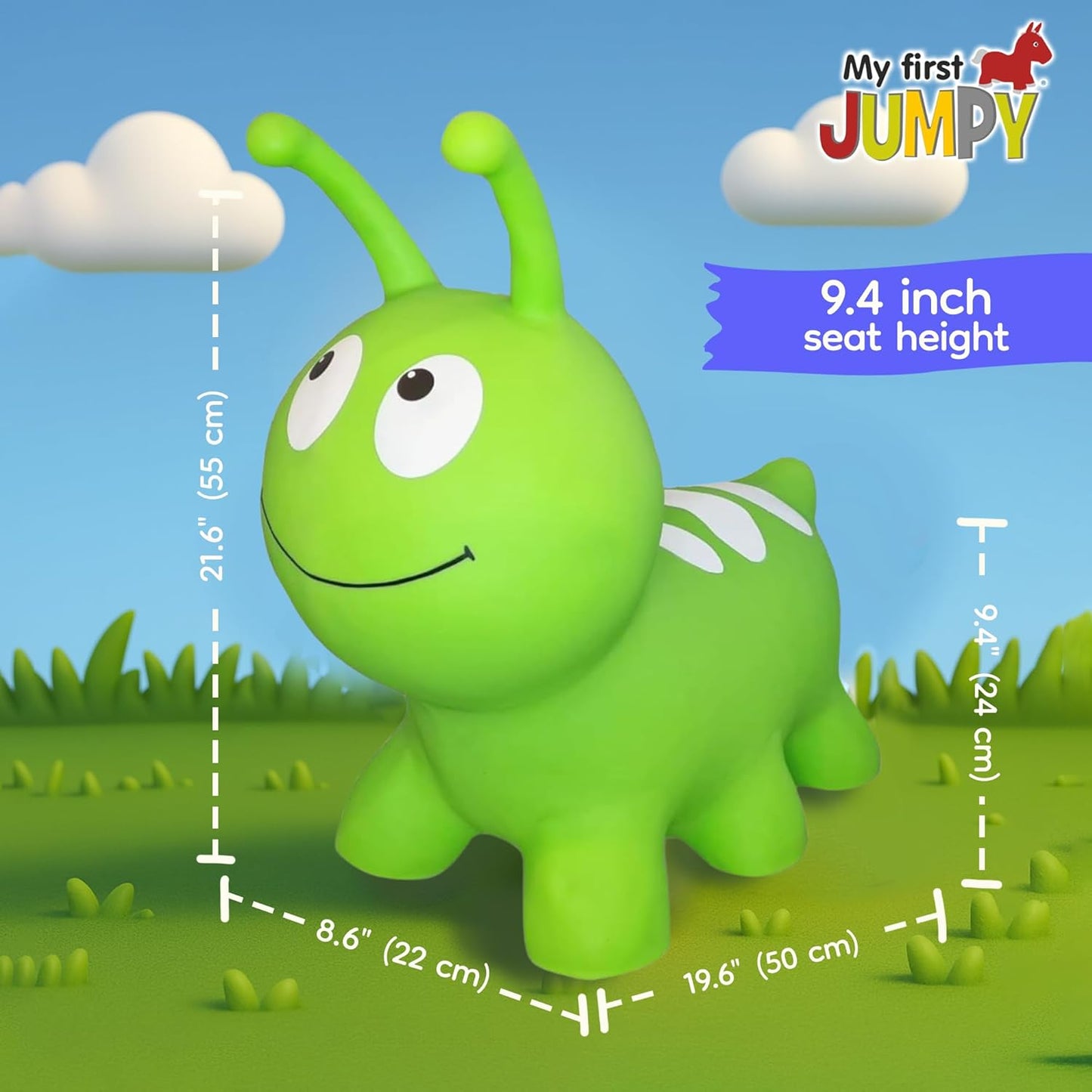Aufblasbares Hüpftier Wurmi, Green Worm