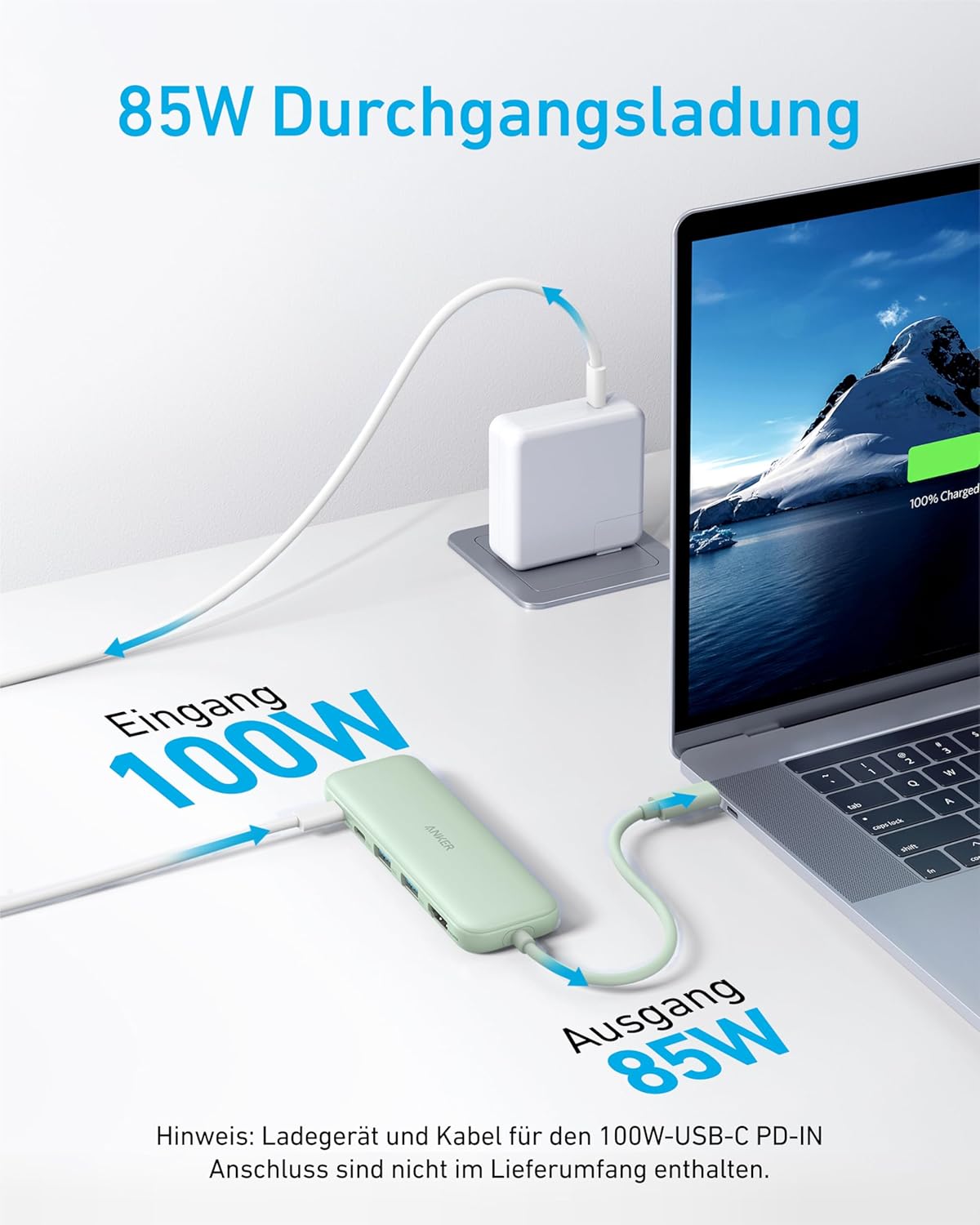 USB-C Hub mit 4K HDMI und 5Gbps Datenanschluss, Grün