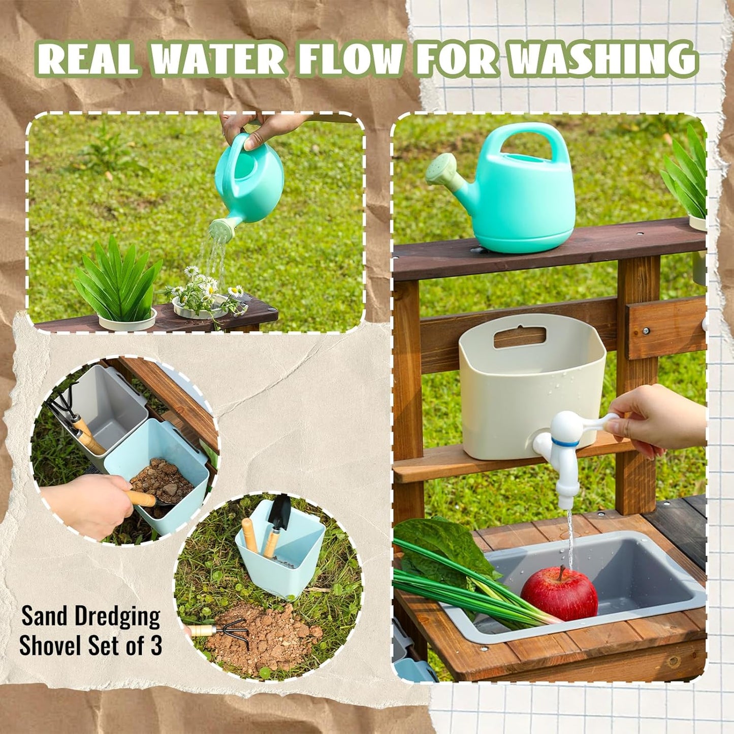 Outdoor-Matschküche mit Rädern und Zubehör