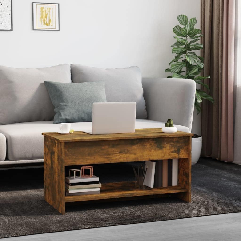 Couchtisch mit verstellbarer Tischplatte, Räuchereiche 102 x 50 x 52.5 cm