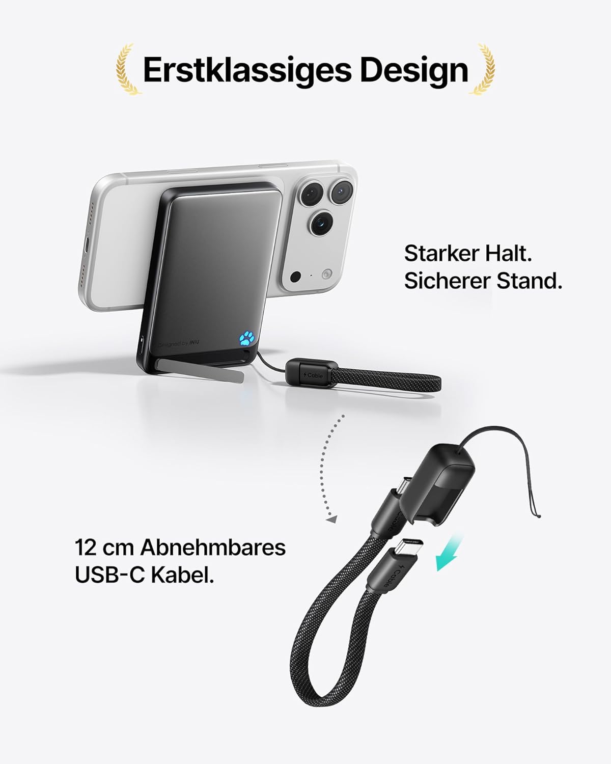 Magnetische Powerbank, Schwarz 10000mAh