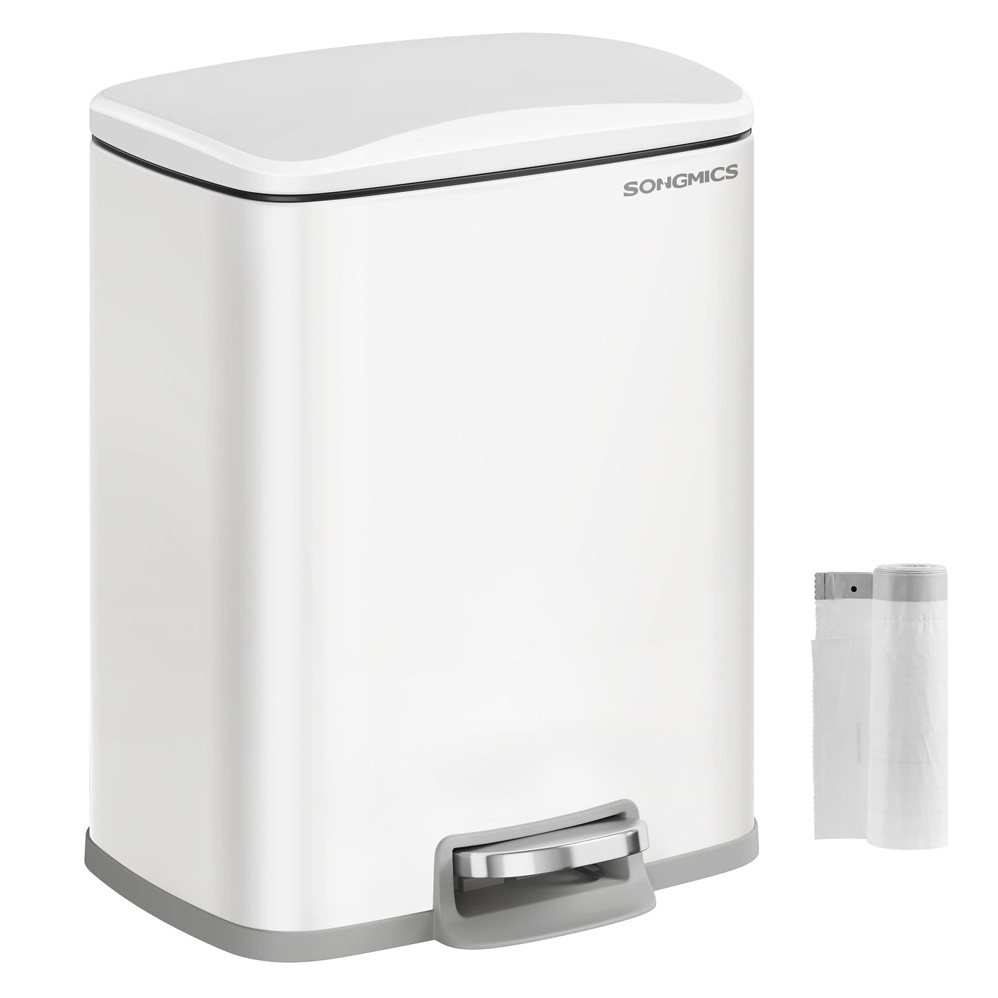 Tretmülleimer mit Softclose, Treteimer aus Stahl 20L weiss