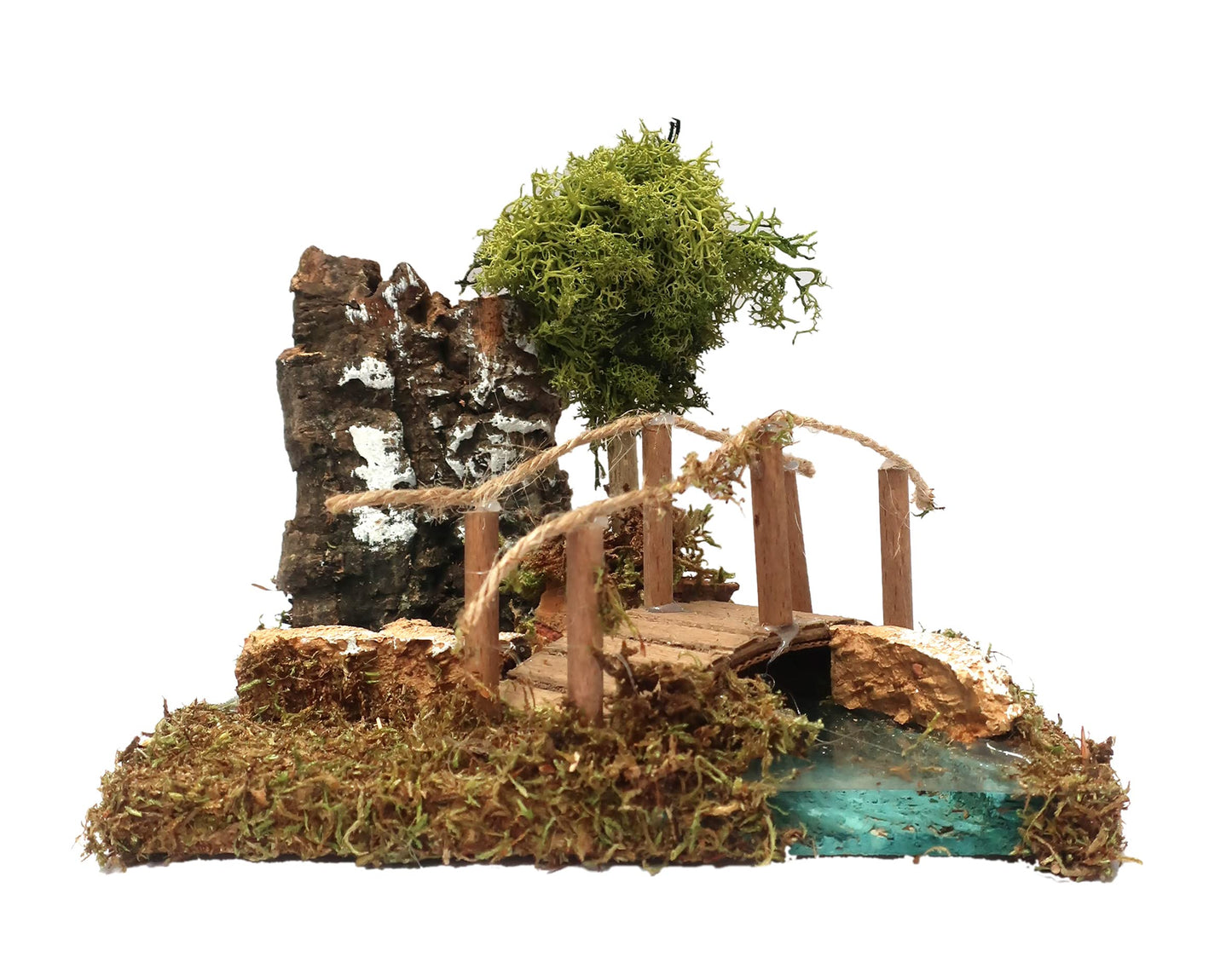 Krippenzubehör Kurve mit Baum und kleiner Brücke