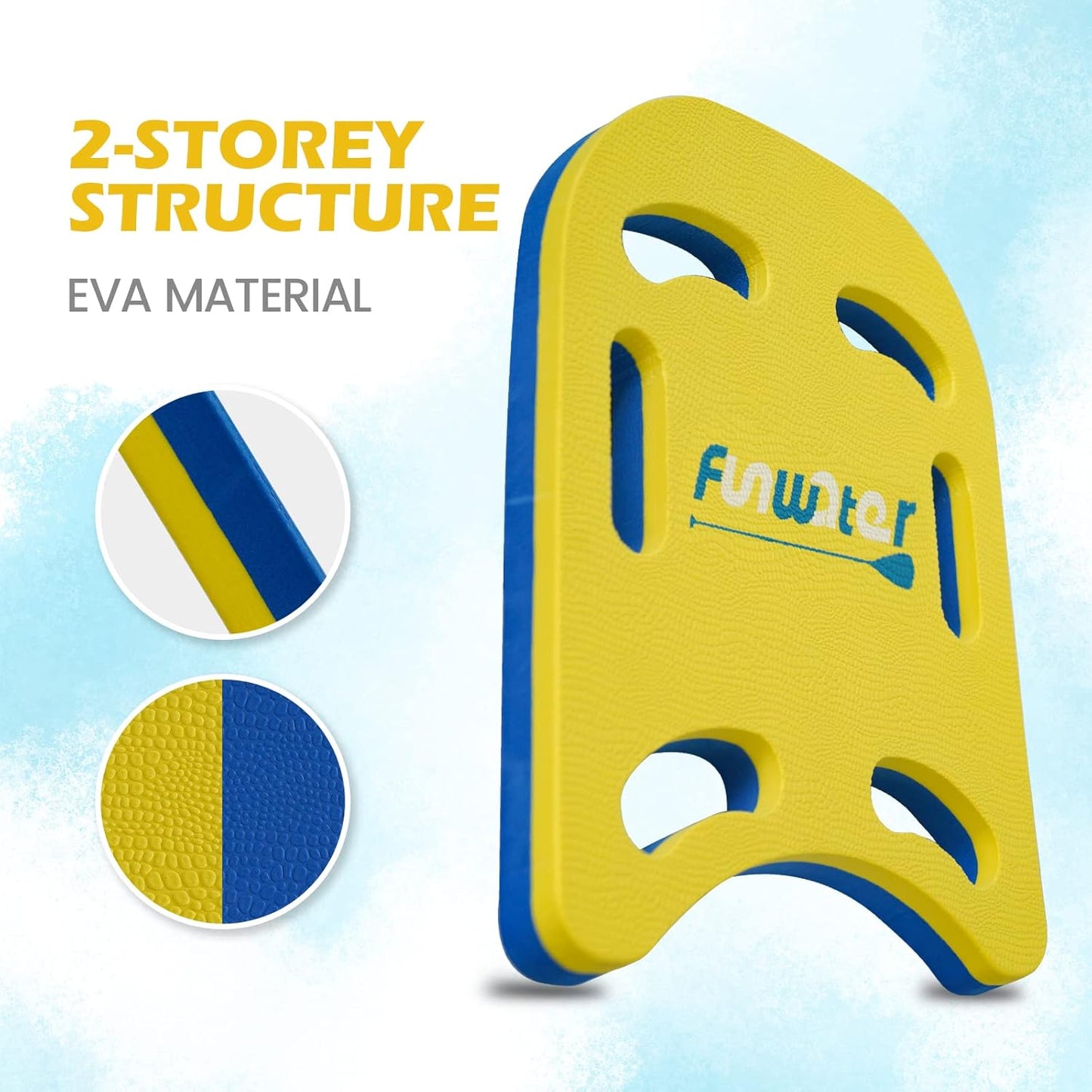 Zweifarbiges Schwimmbrett Kickboard, 47x37cm Gelb-Blau