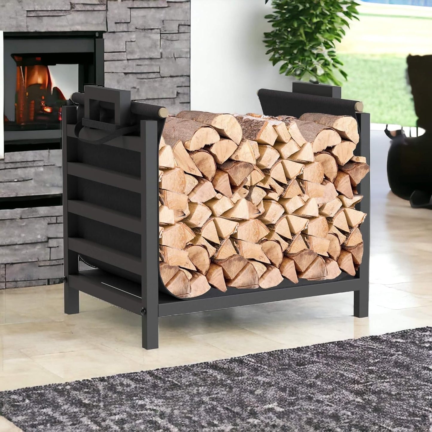 Kaminholzregal mit Tragetasche