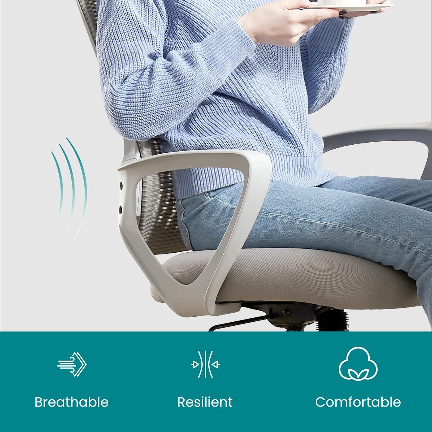 Ergonomischer Bürostuhl mit Lendenwirbelstütze, Grau