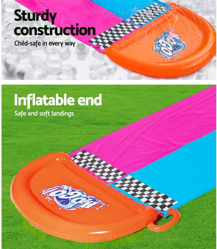 2er-Wasserrutsche mit aufblasbaren Lama-Schwimmtieren, Blau