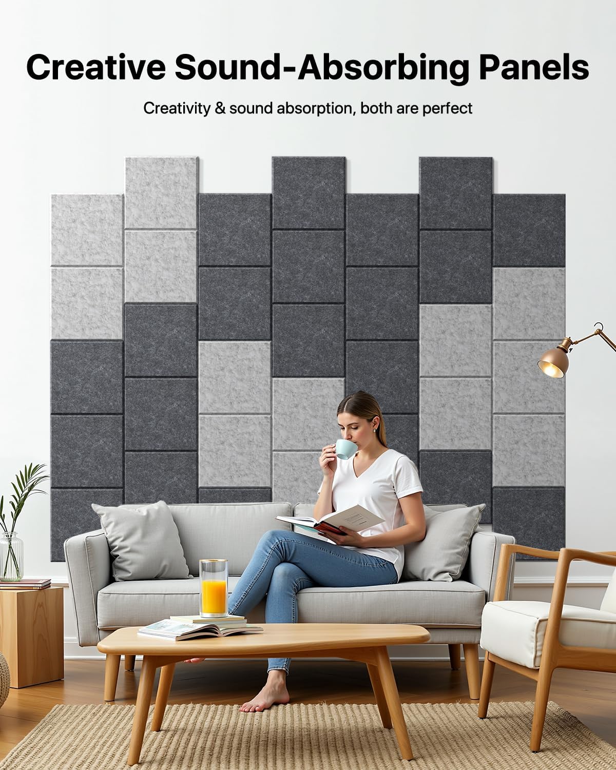 Selbstklebende Akustikplatten Set, 30 x 30 x 0,9 cm, 12 Stück Dunkelgrau
