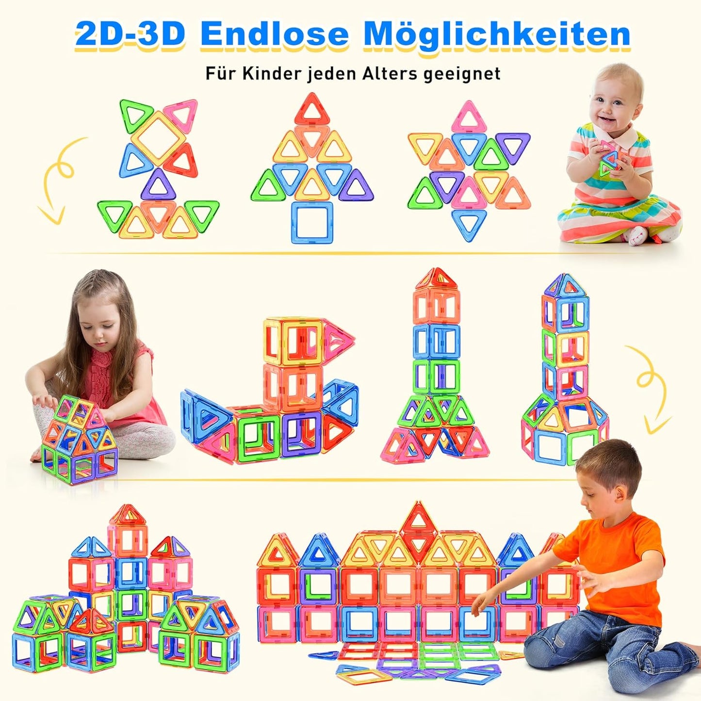 40-teiliges Magnetbausteine Set, Mehrfarbig
