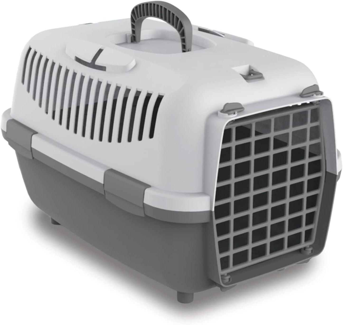 Hundetransportbox für kleine Hunde & Katzen, L 48 x B 32 x H 32 cm Grau