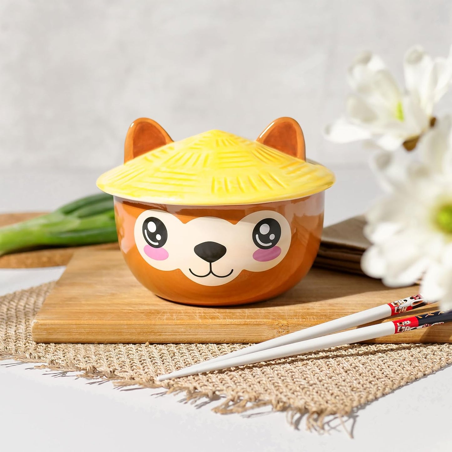 Alpaka Kawaii Ramen-Bowl mit Deckel, Alpaka