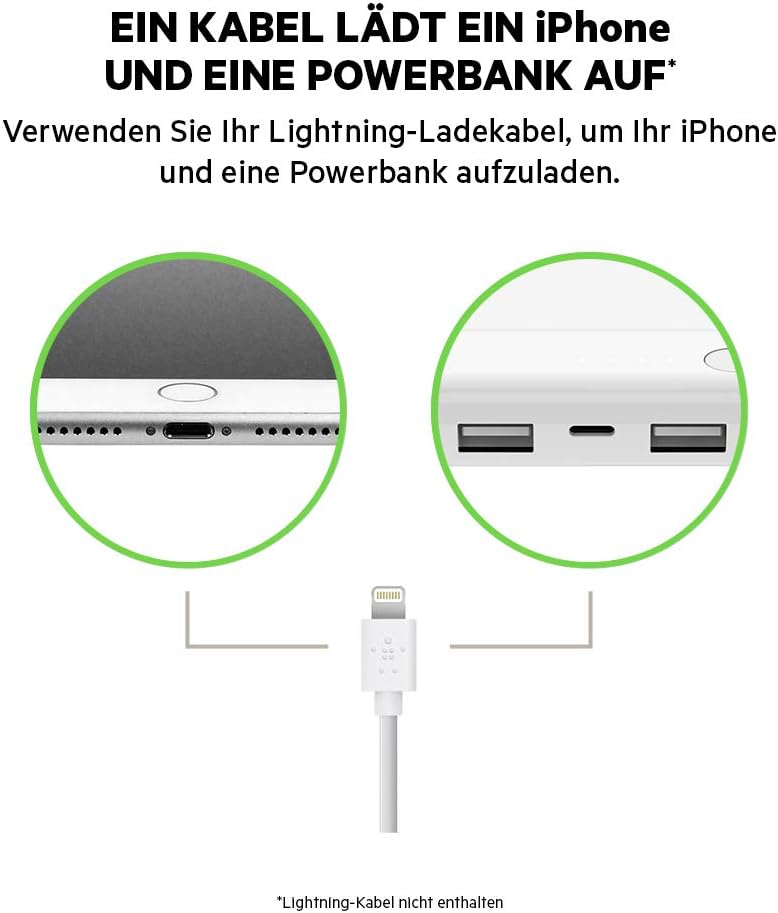Boost Charge Powerbank, Weiss 10,000 mAh ohne Kabel