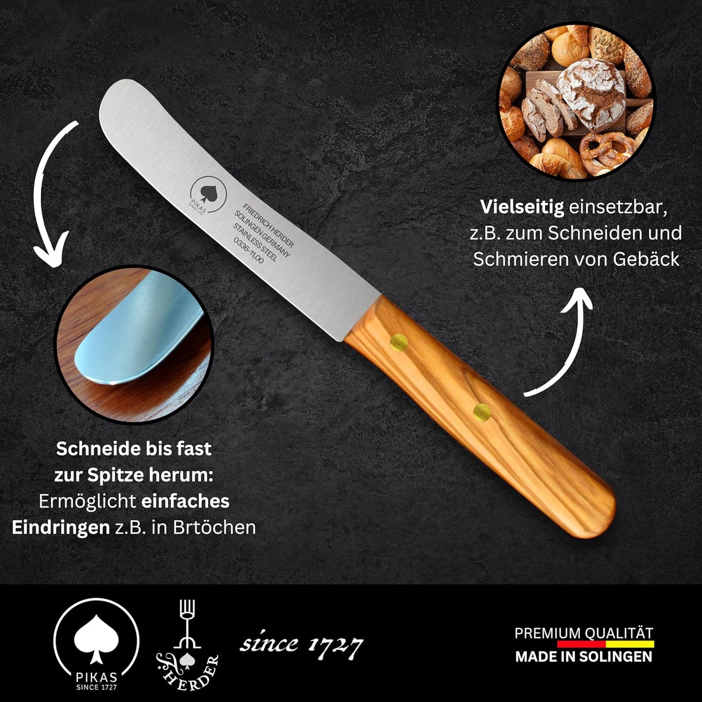 Messer-Set mit Olivenholzgriff, Olive 2