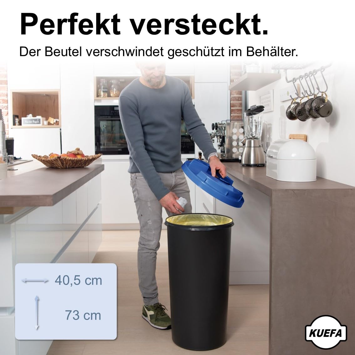 Mülleimer für Altpapier, stabil, geruchsdicht, Blau Altpapier