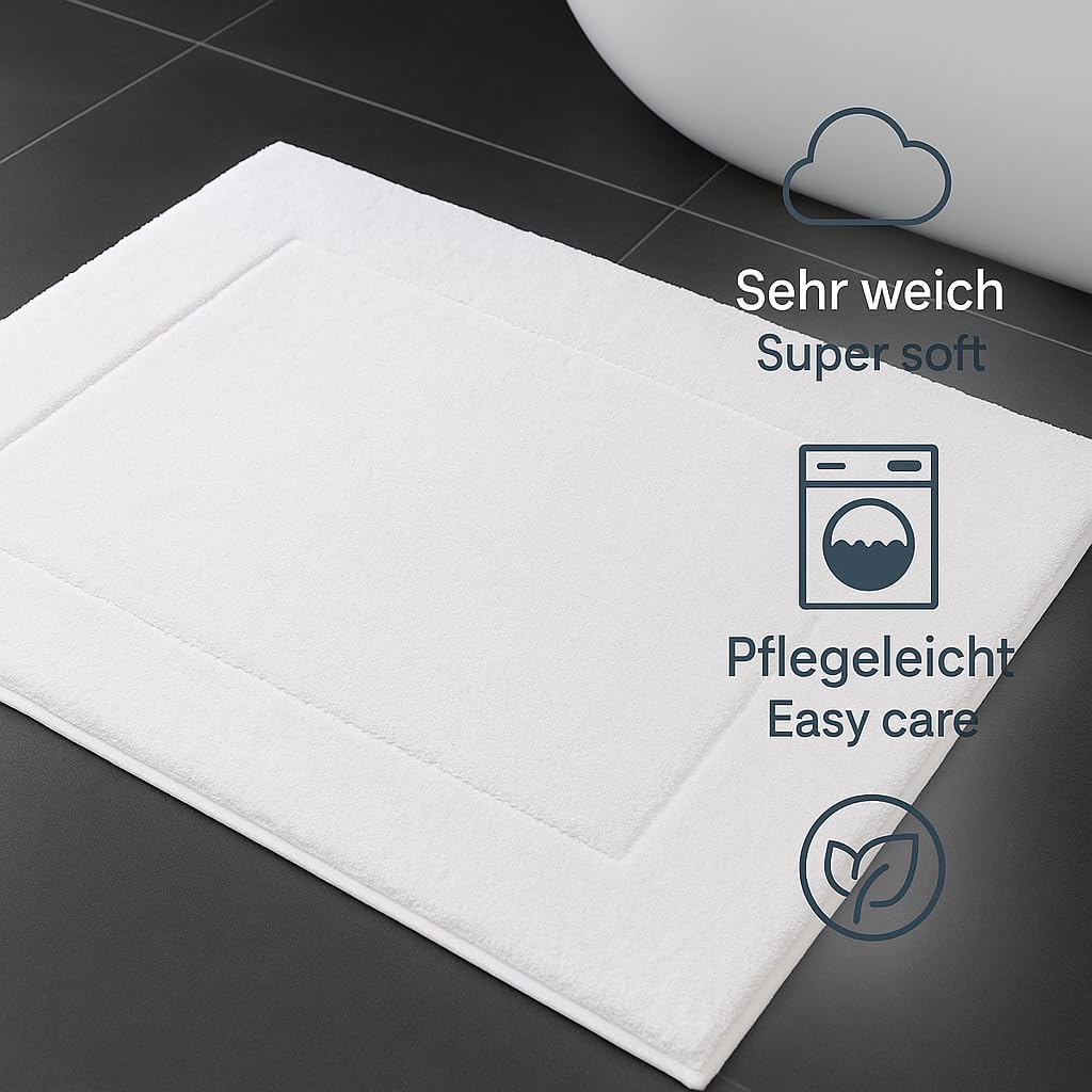 2er-Set Badematten, 50x70 cm, 2x Badvorleger Weiss