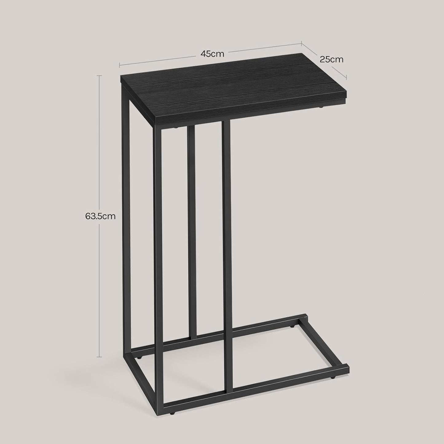 C-förmiger Couchtisch mit Metallgestell, 1er Set Schwarz