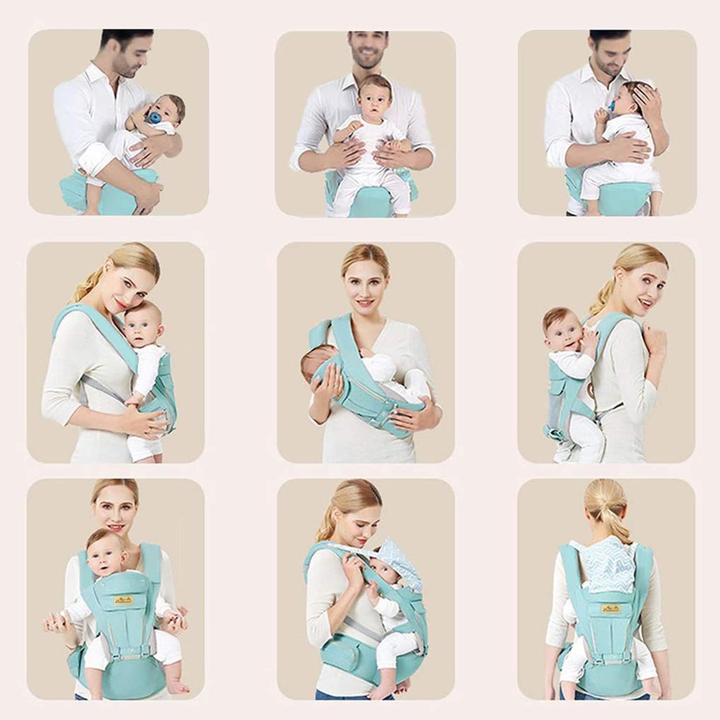 Ergonomische Babytrage mit Hüftsitz (3,5 bis 20 kg)