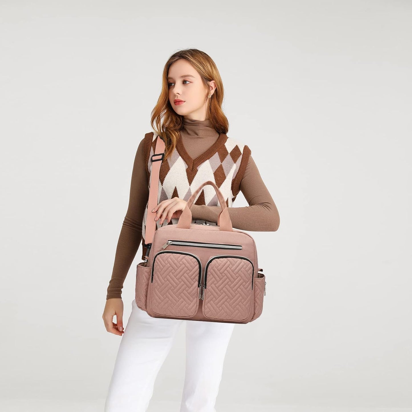 Baby-Wickeltasche mit Wickelauflage und Isoliertaschen, Große Tasche mit Wickelauflage Rosa