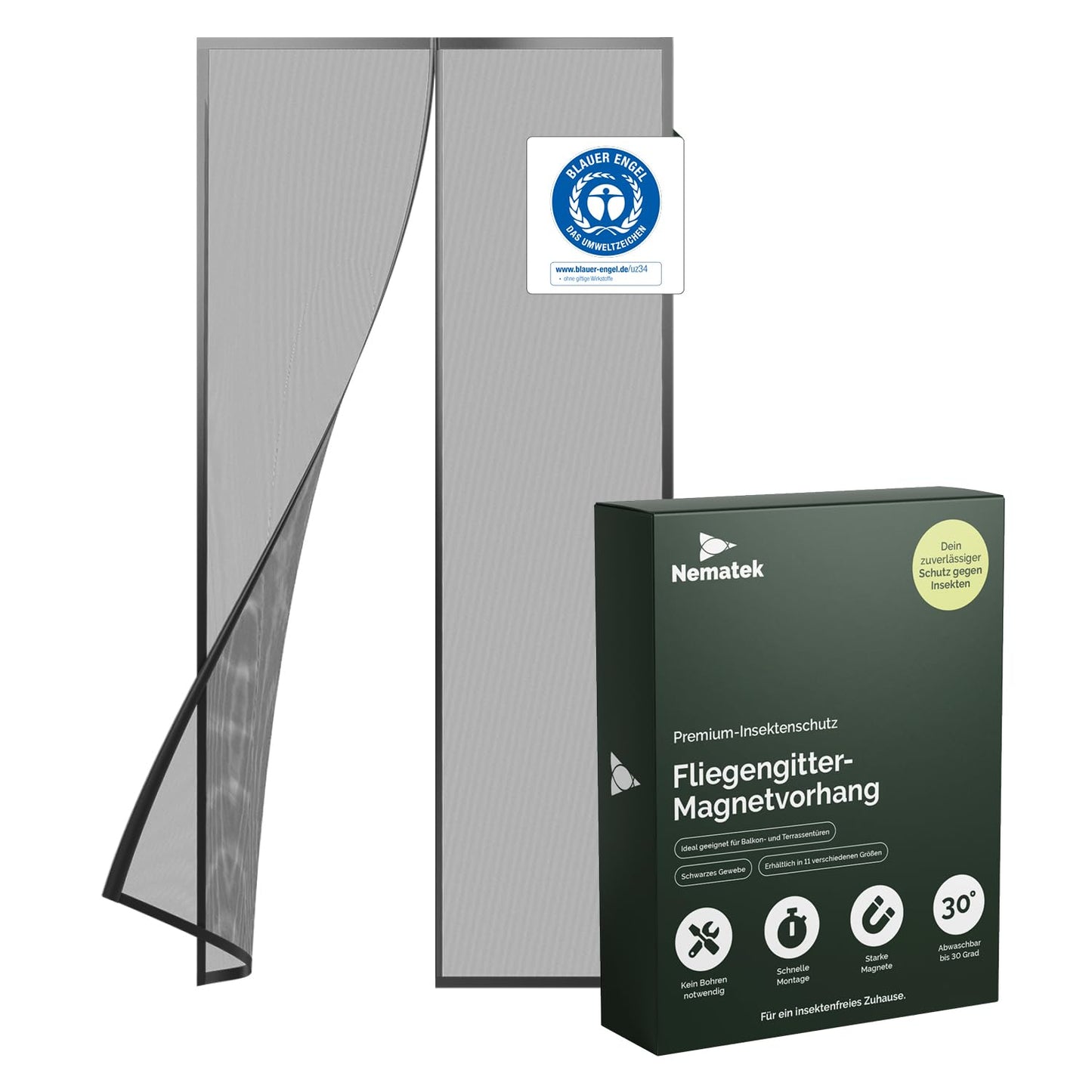 Fliegengitter Magnetvorhang, Schwarz 80 x 200 cm