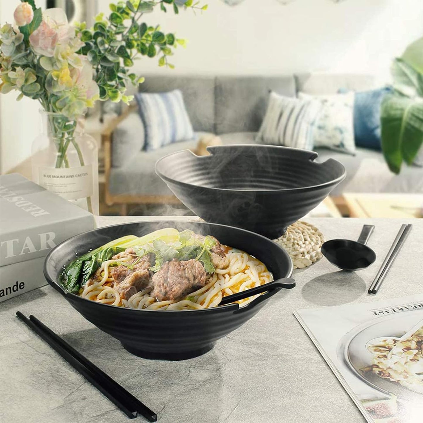 Ramen Schüssel Set mit Löffel & Essstäbchen (2 Stück)