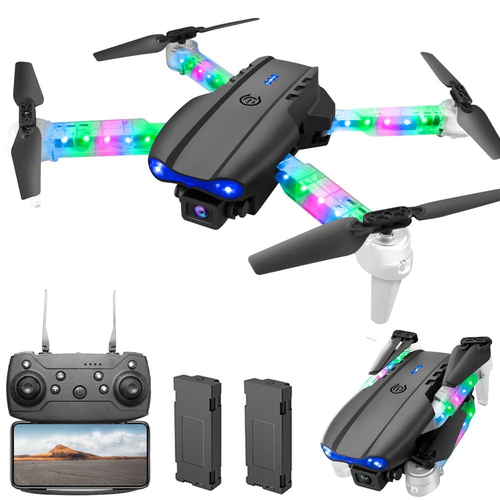 Faltbare Drohne 80973 mit 1080P Kamera und LED Lichtern, Grau