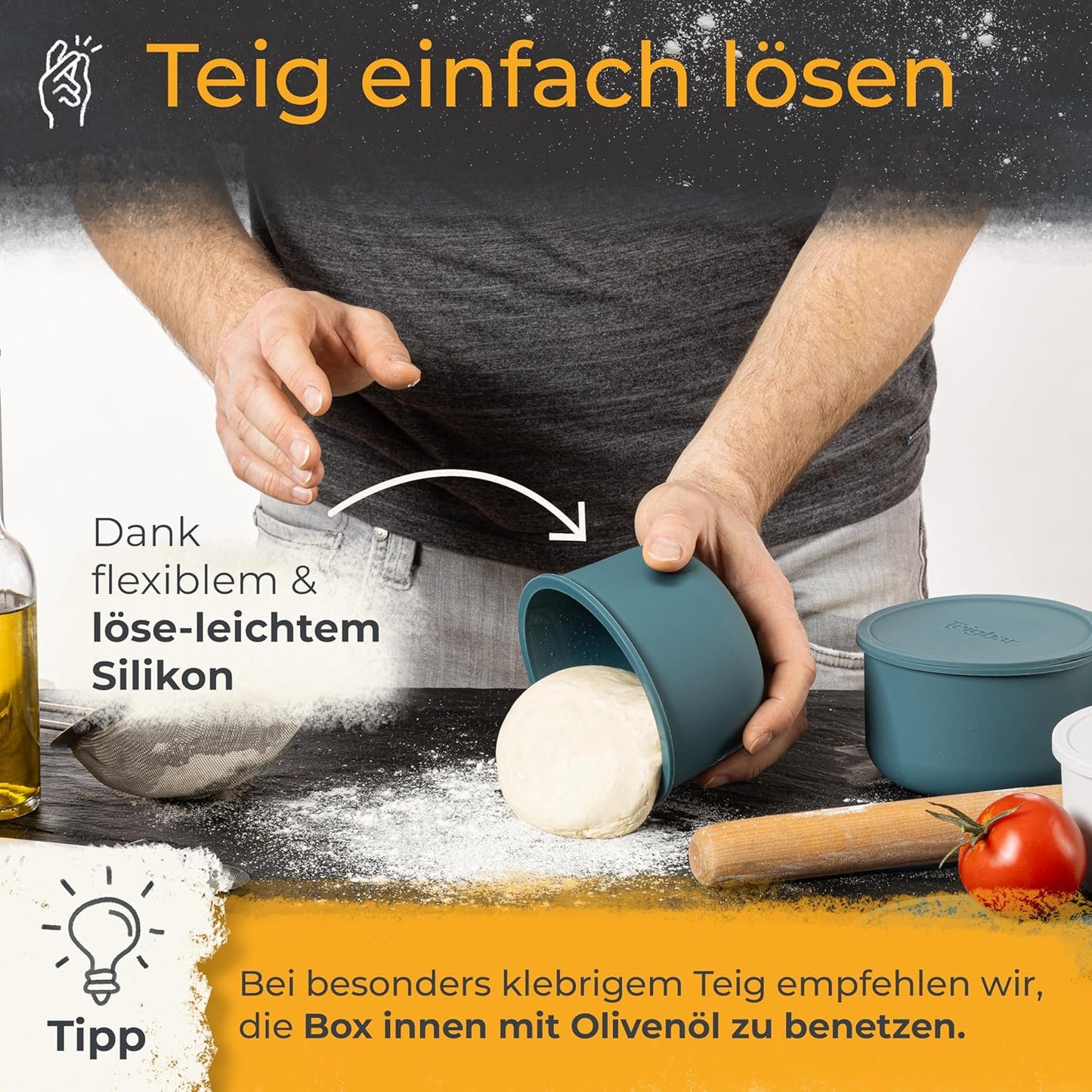 4er-Set Pizzaballenbox mit Deckel, Blau-weiss 4er Set