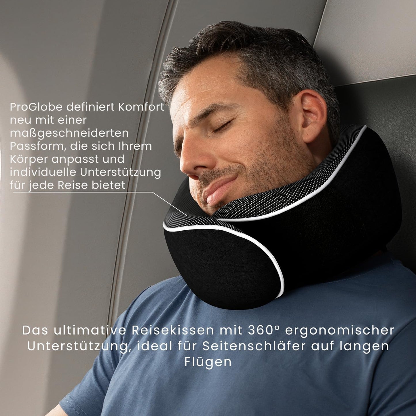 Nackenkissen und Schlafmaske, Schwarz