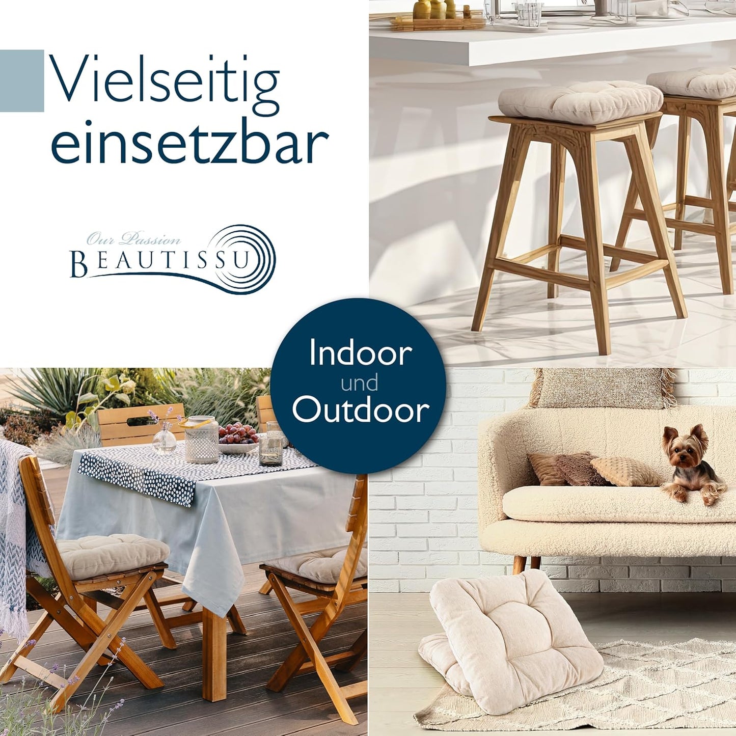 Stuhlkissen-Set, 2er Set Natur