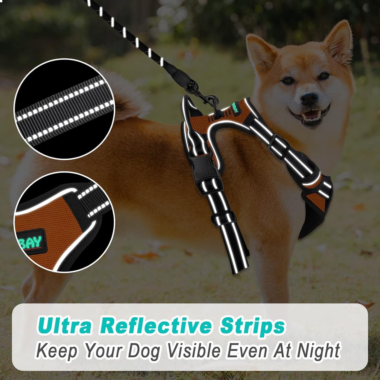 No Pull Hundegeschirr mit Frontclip und Kontrolle, Small, Orange/Abendrot im Zickzackmuster (Sunset Chevron)