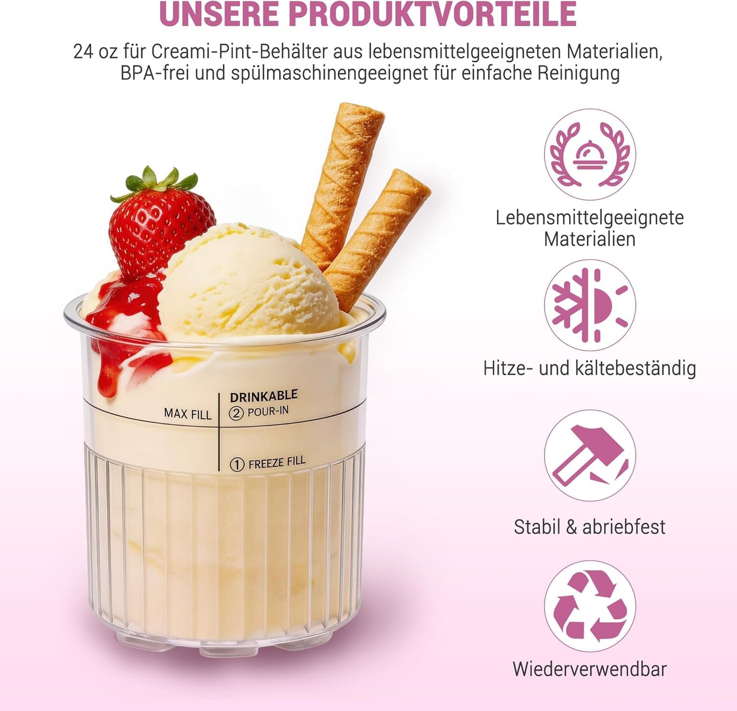 Behälter-Set für Ninja Creami Deluxe Pints (4 Stück), Nc500