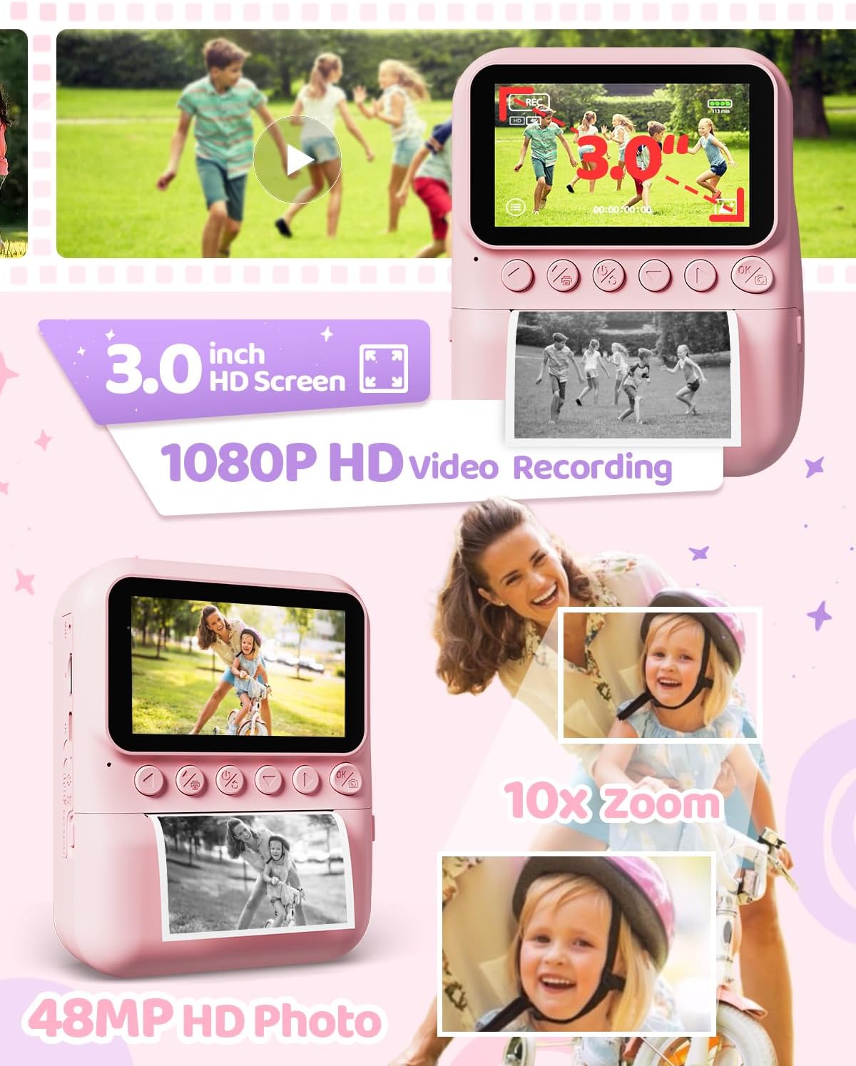 Sofortbildkamera Kinder, Rosa