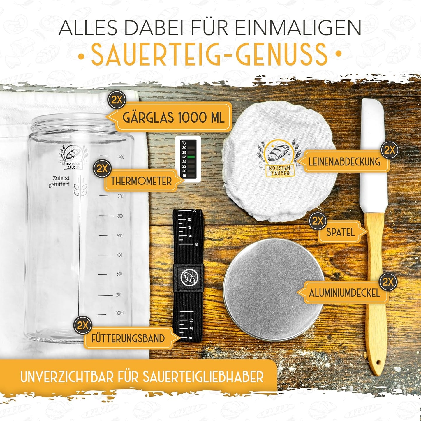 Sauerteig Starter Set, 2x1000ml, Sauerteig Starter Set